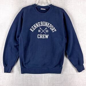 VTG Kennebunkport Maine Crew Sweatshirt Mens S Navy White Preppy Collegiate 90s